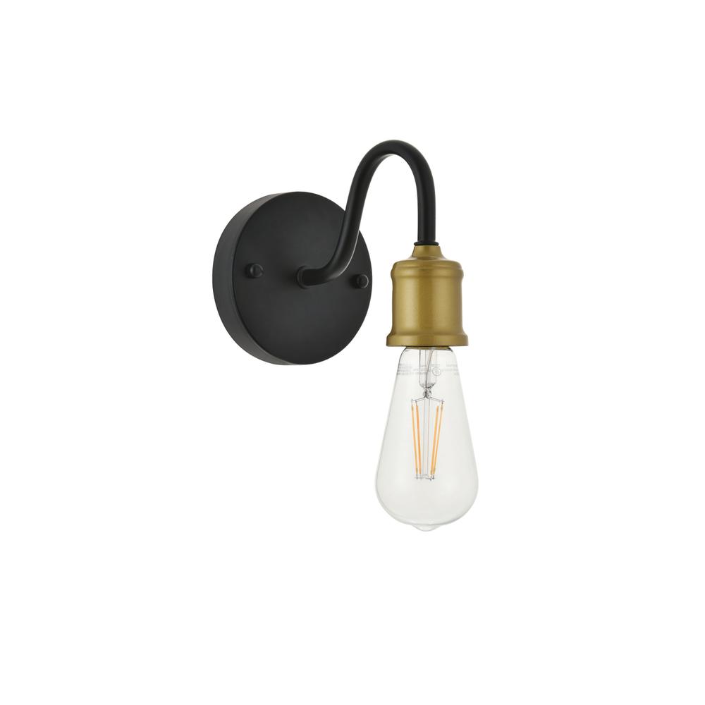 Serif 1 Light Brass And Black Wall Sconce. Picture 2