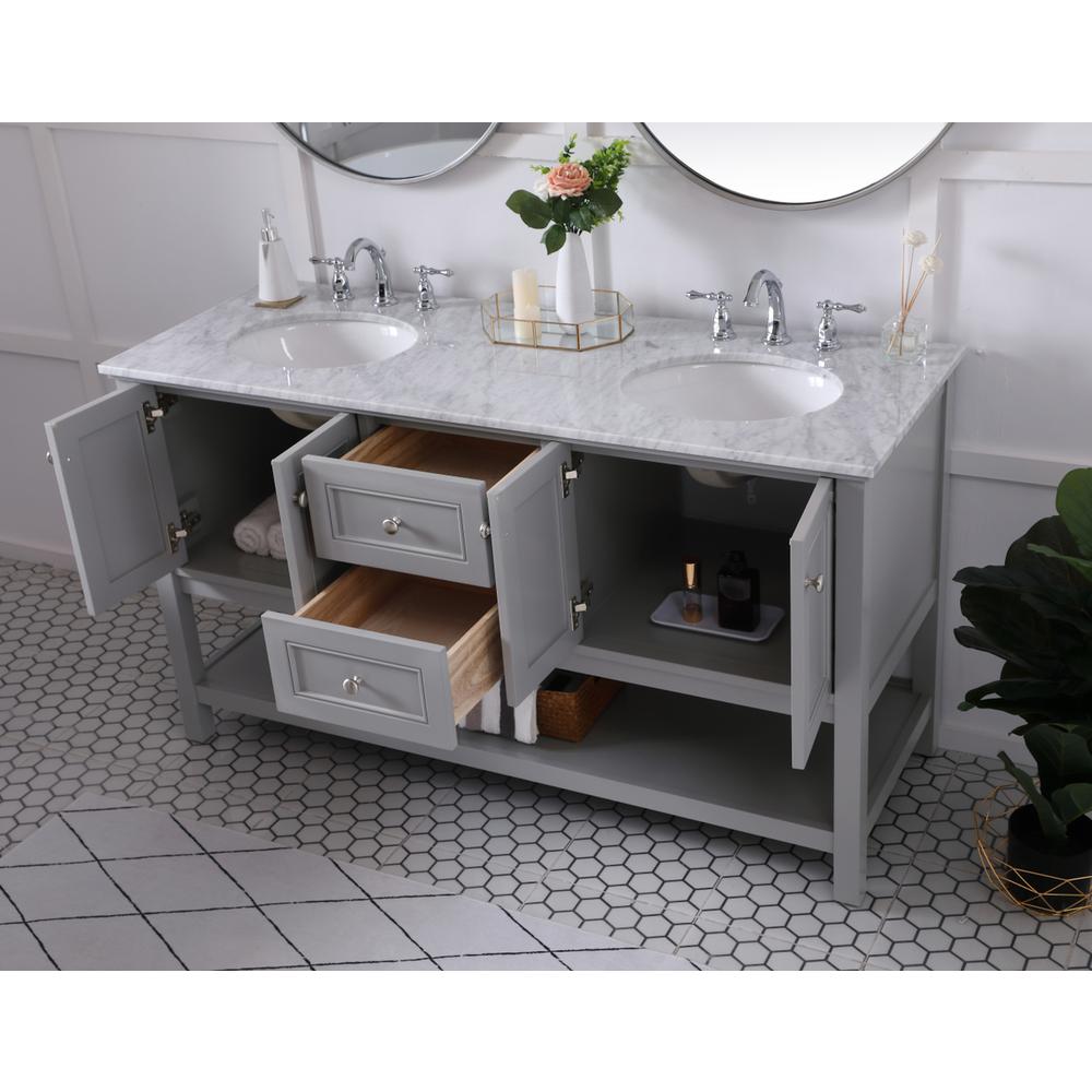 60 In. Double Sink Bathroom Vanity Set In Grey. Picture 4