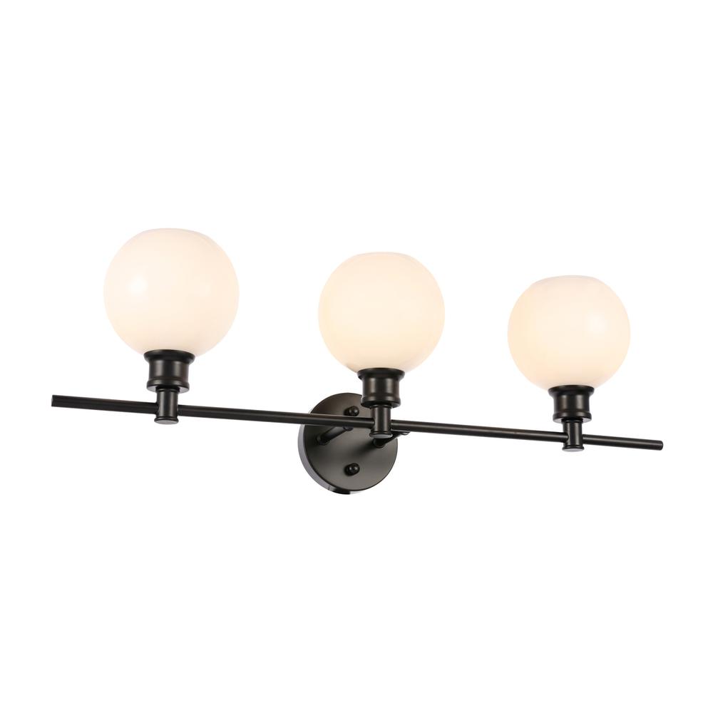 Collier 3 Light Black And Frosted White Glass Wall Sconce. Picture 3