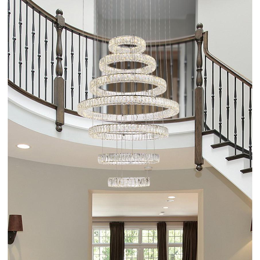 Monroe 40 Inch Led Seven Ring Chandelier In Chrome. Picture 8