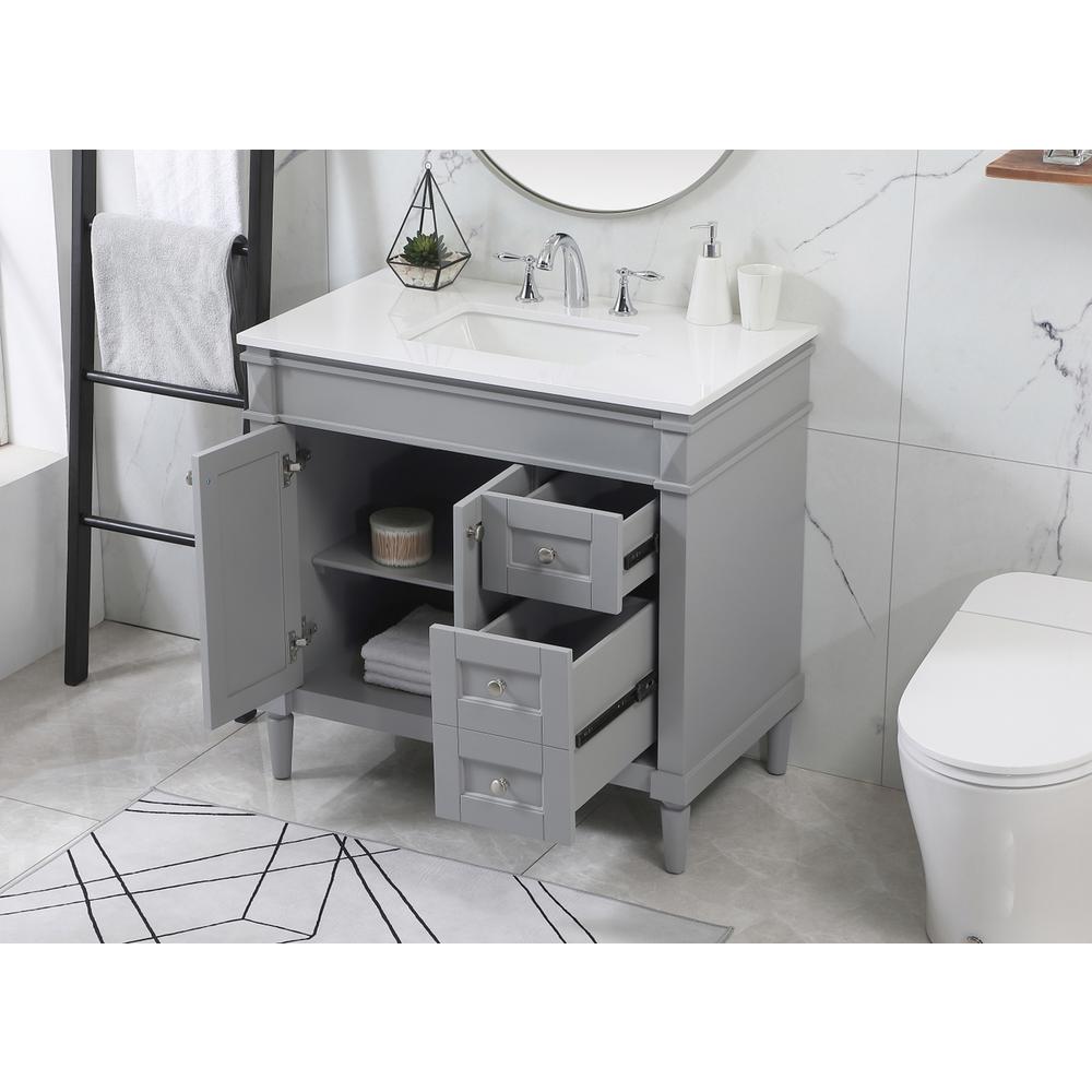 36 Inch Single Bathroom Vanity In Grey. Picture 3