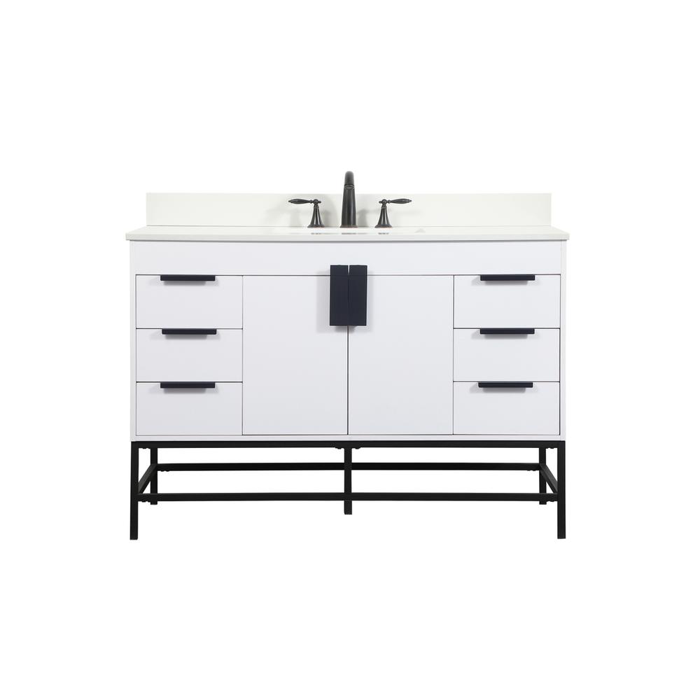 48 Inch Single Bathroom Vanity In White With Backsplash. Picture 1