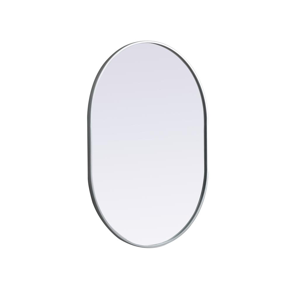 Metal Frame Oval Mirror 30X40 Inch In Silver. Picture 7