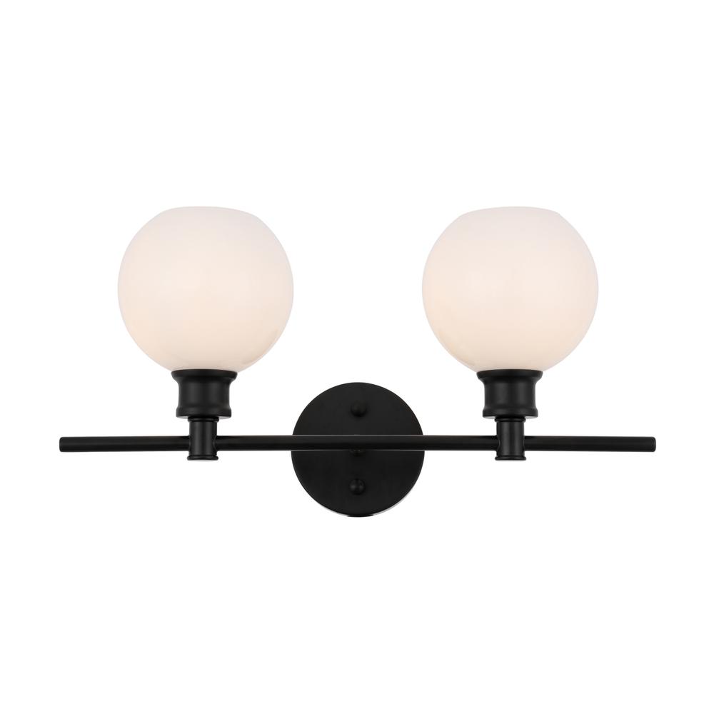 Collier 2 Light Black And Frosted White Glass Wall Sconce. Picture 1