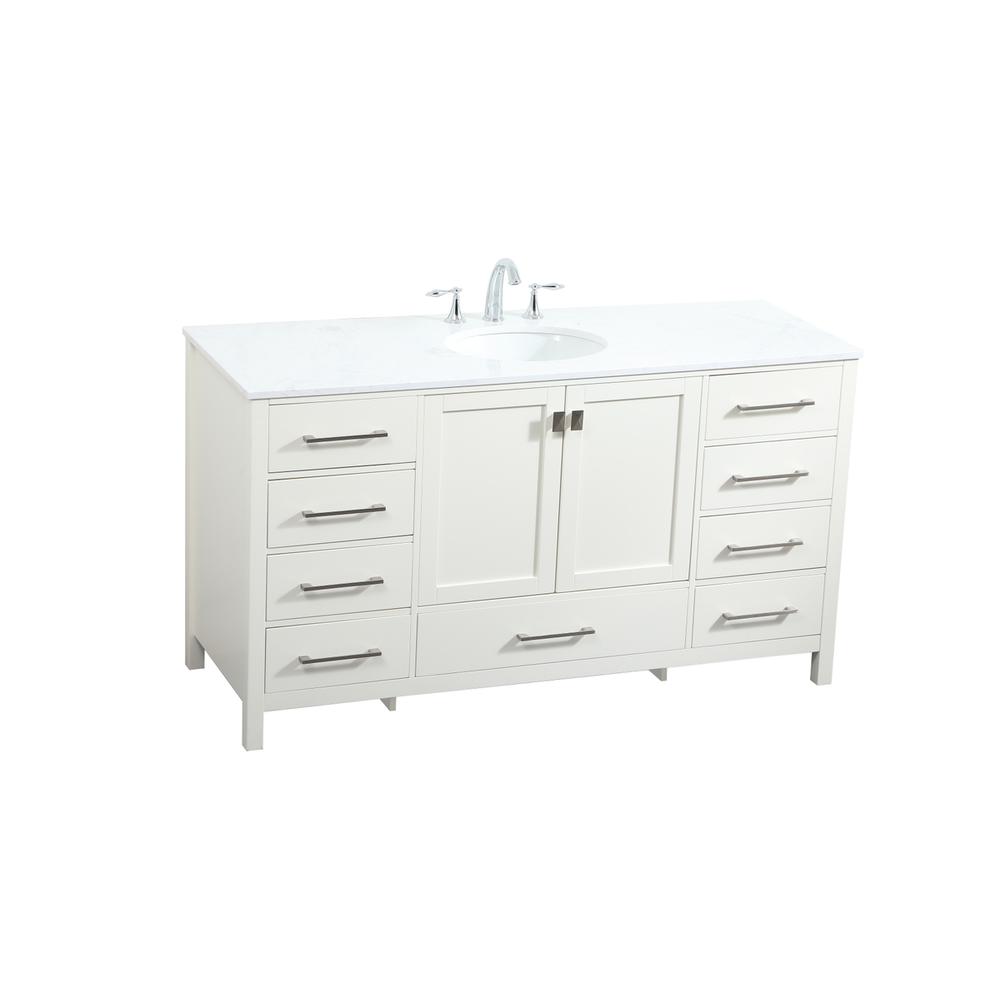 60 Inch Single Bathroom Vanity In White. Picture 8
