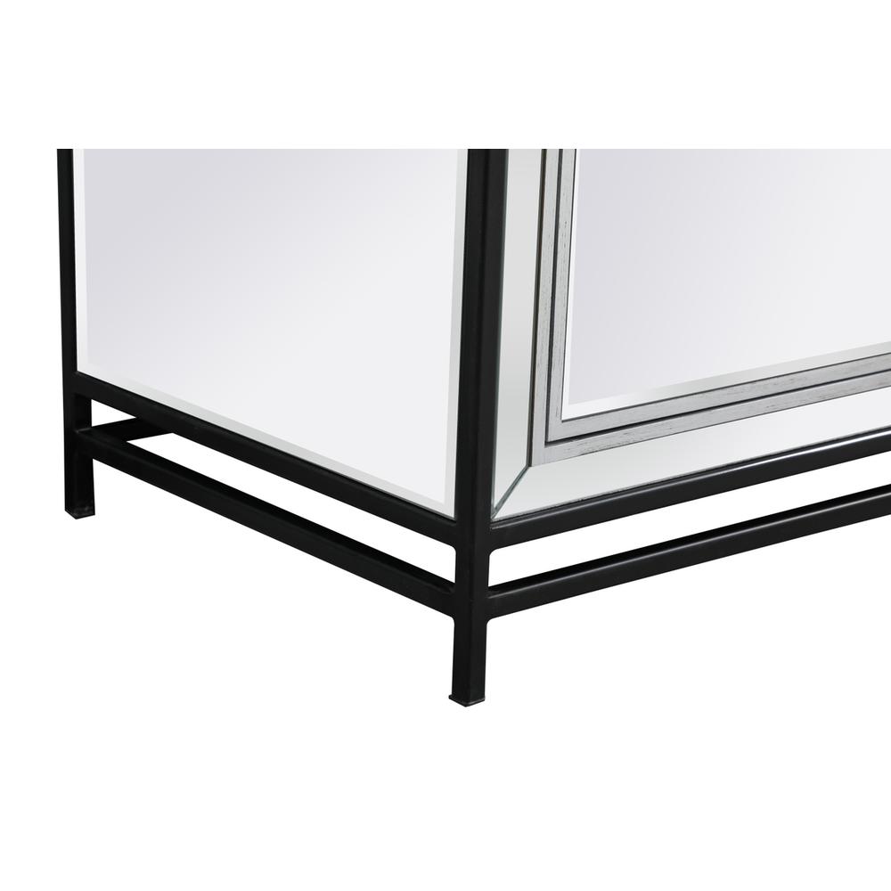 James 72 In. Mirrored Tv Stand With Crystal Fireplace In Black. Picture 10