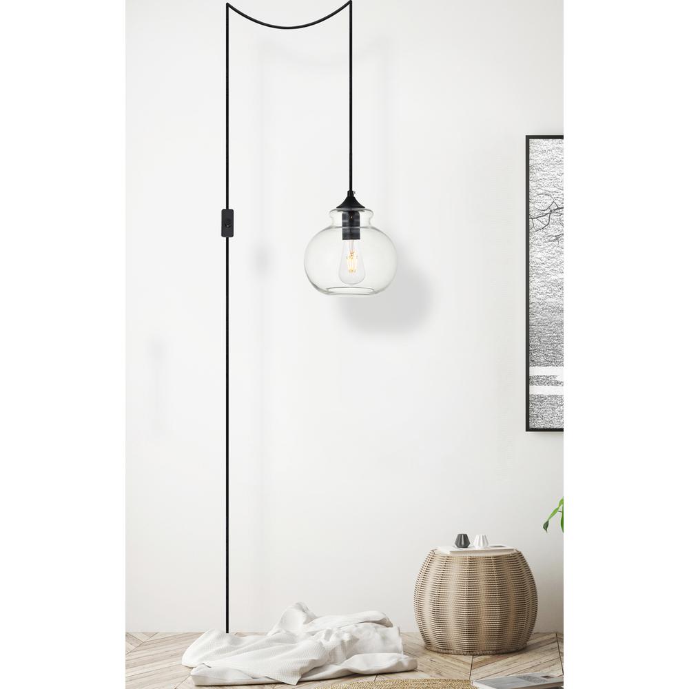 Destry 1 Light Black Plug-In Pendant With Clear Glass. Picture 5