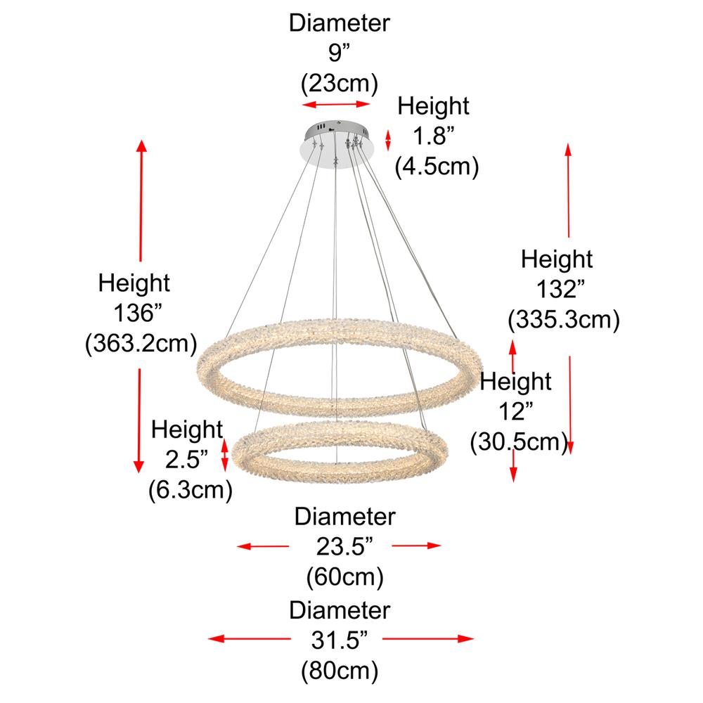 Bowen 32 Inch Adjustable Led Chandelier In Chrome. Picture 10