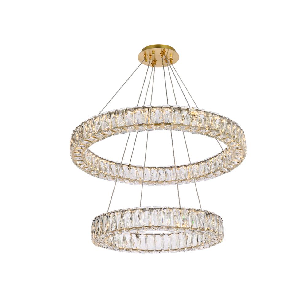 Monroe 28 Inch Led Double Ring Chandelier In Gold. Picture 1