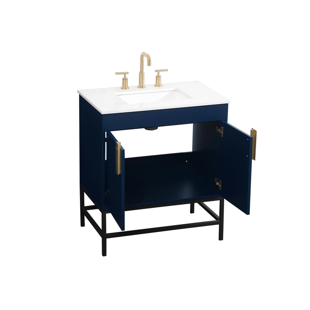 30 inch Single bathroom vanity in blue. Picture 9