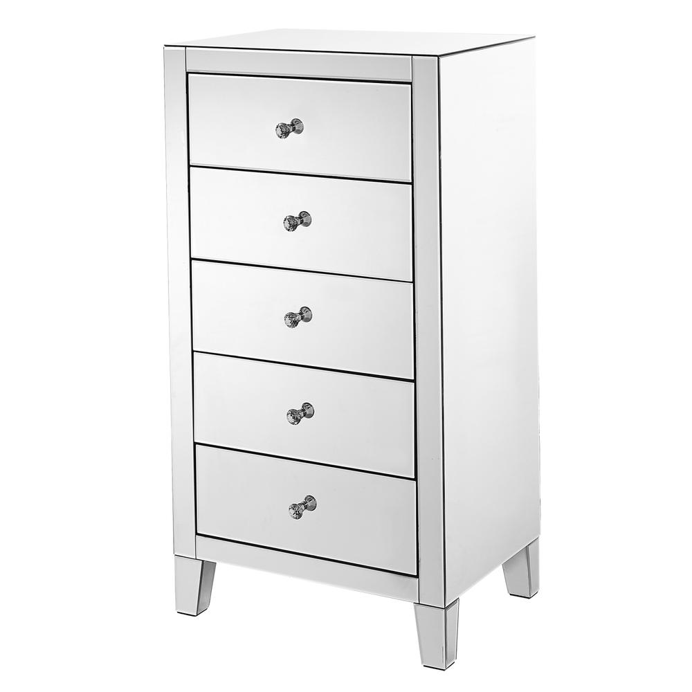 5 Drawer Chest 24 In X 18 In X 45 In.In Clear Mirror. Picture 2