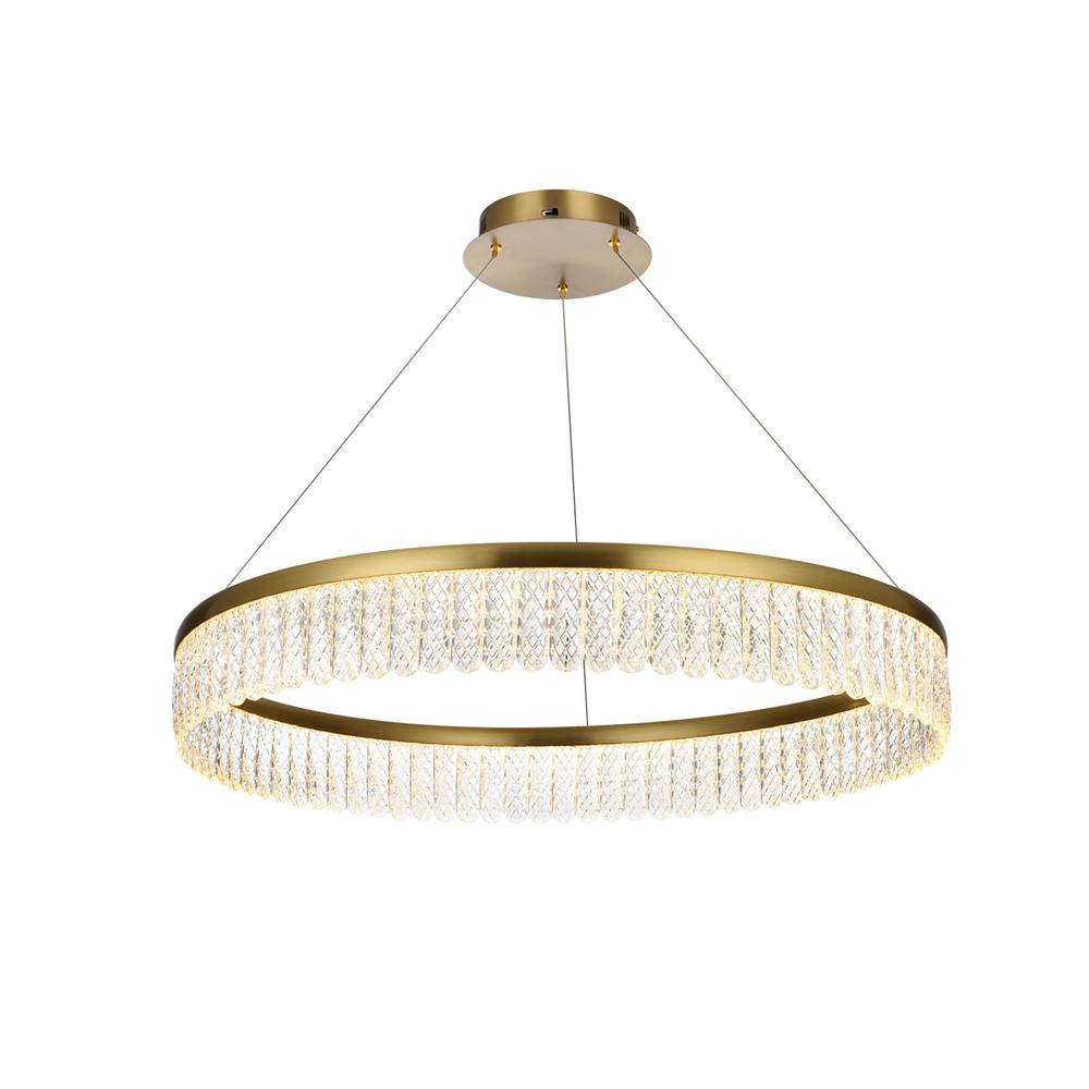 Rune 32 Inch Adjustable Led Chandelier In Satin Gold. Picture 1