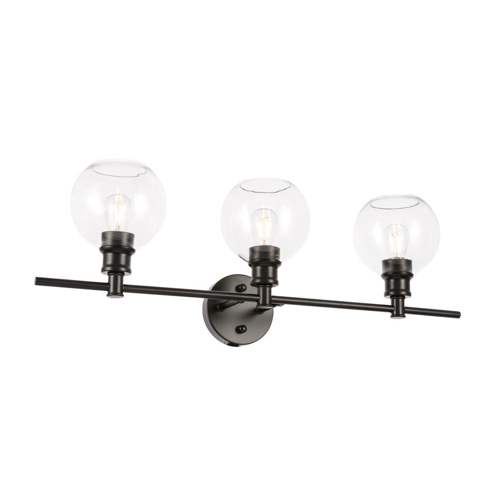 Collier 3 Light Black And Clear Glass Wall Sconce. Picture 3