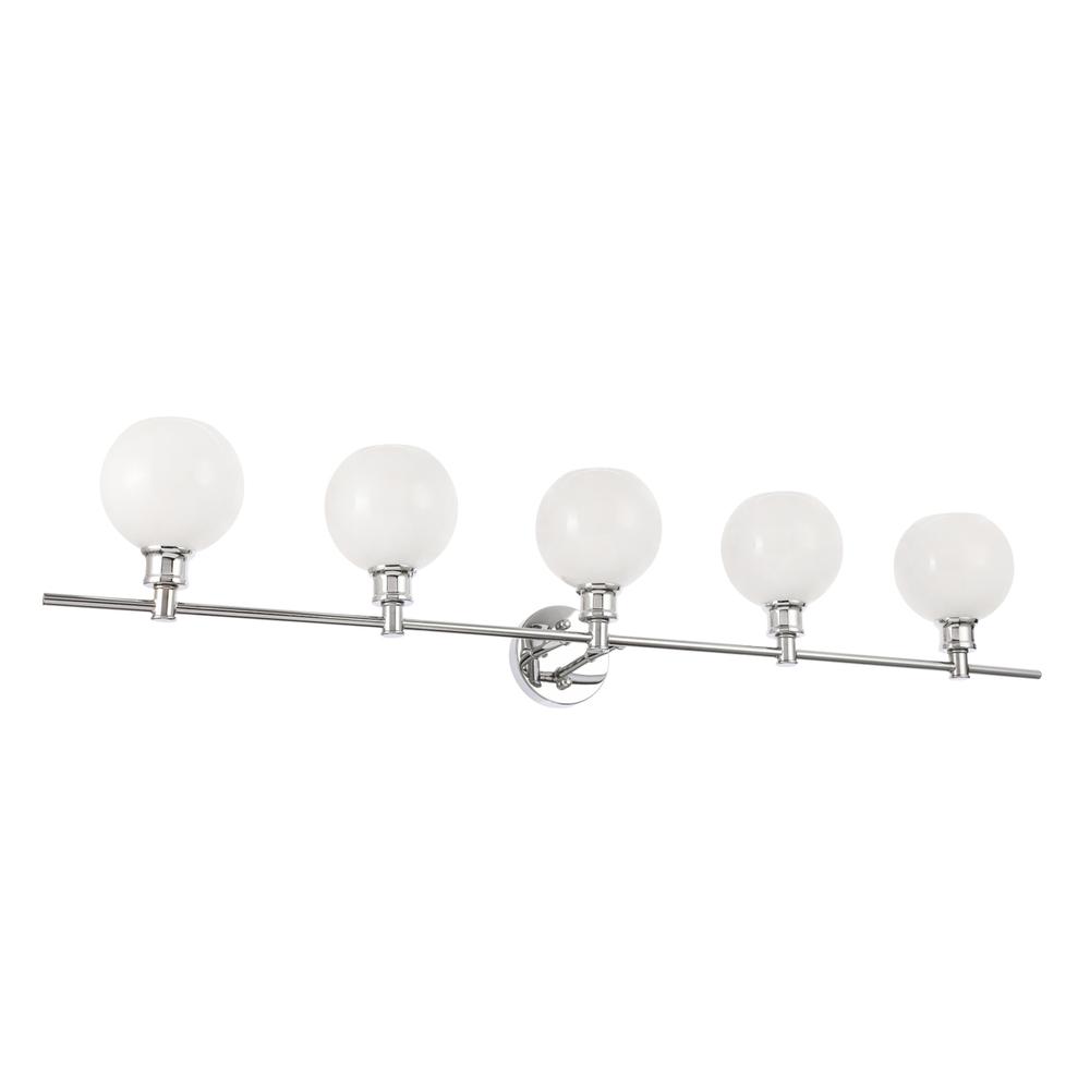 Collier 5 Light Chrome And Frosted White Glass Wall Sconce. Picture 4
