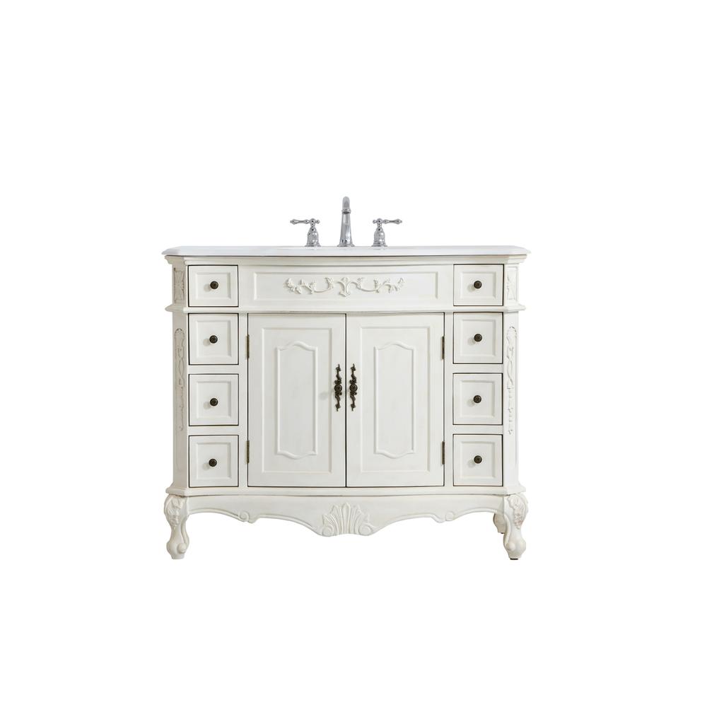 42 Inch Single Bathroom Vanity In Antique White. Picture 1