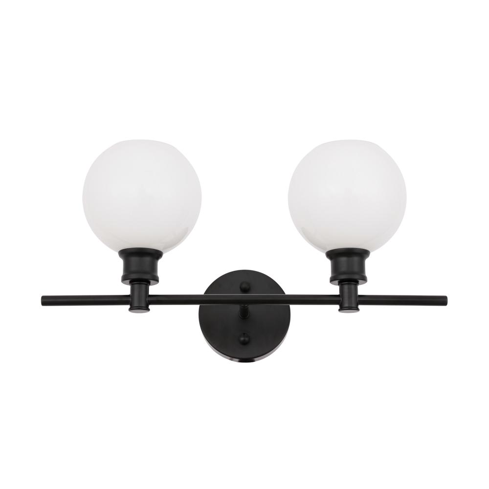 Collier 2 Light Black And Frosted White Glass Wall Sconce. Picture 4