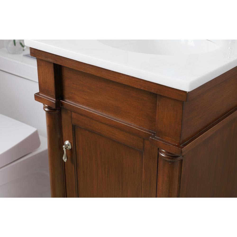 18 Inch Single Bathroom Vanity In Walnut  With Ivory White Engineered Marble. Picture 4