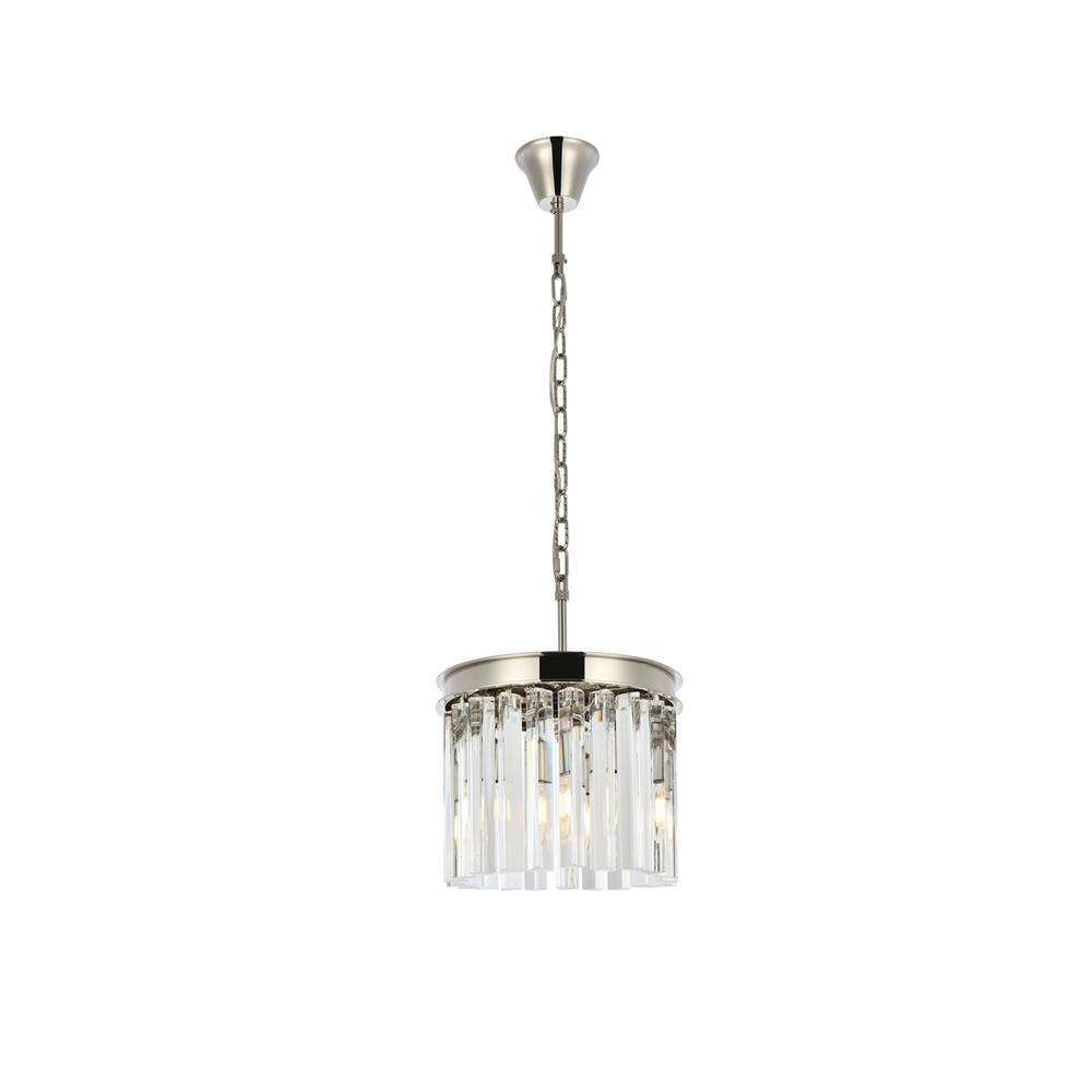 Sydney 3 Light Polished Nickel Pendant Clear Royal Cut Crystal. Picture 1
