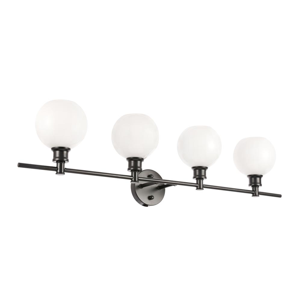Collier 4 Light Black And Frosted White Glass Wall Sconce. Picture 6