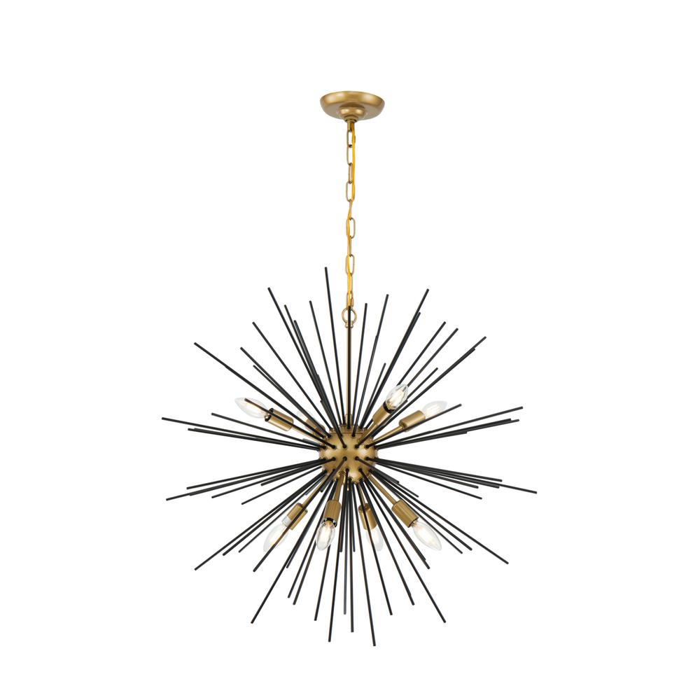 Timber 8 Light Brass And Black Pendant. Picture 7