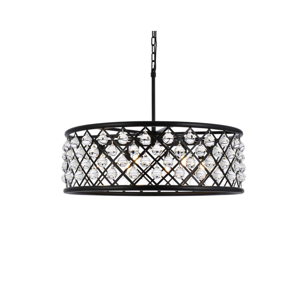 Madison 8 Light Matte Black Chandelier Clear Royal Cut Crystal. Picture 2