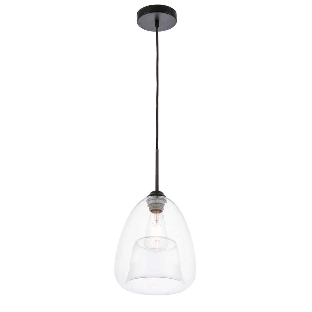 Kason 1 Light Black And Clear Glass Pendant. Picture 1