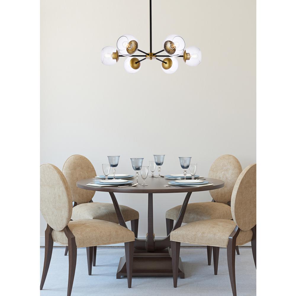 Briggs 30 Inch Pendant In Black And Brass With Clear Shade. Picture 8