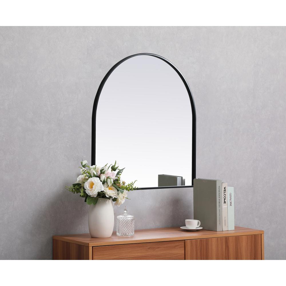Metal Frame Arch Mirror 30X30 Inch In Black. Picture 2