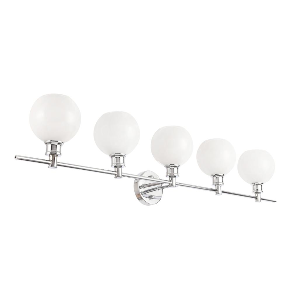 Collier 5 Light Chrome And Frosted White Glass Wall Sconce. Picture 8