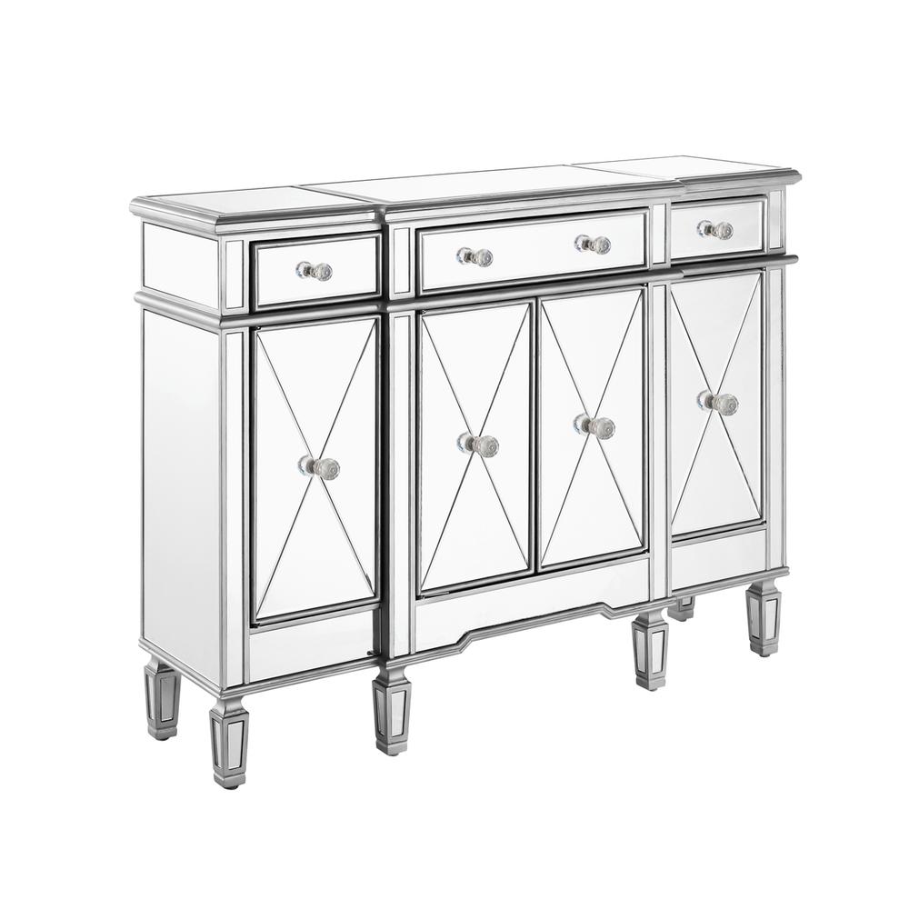 3 Drawer 4 Door Cabinet 48 .In. X 14 In. X 36 In. In Silver Clear. Picture 4