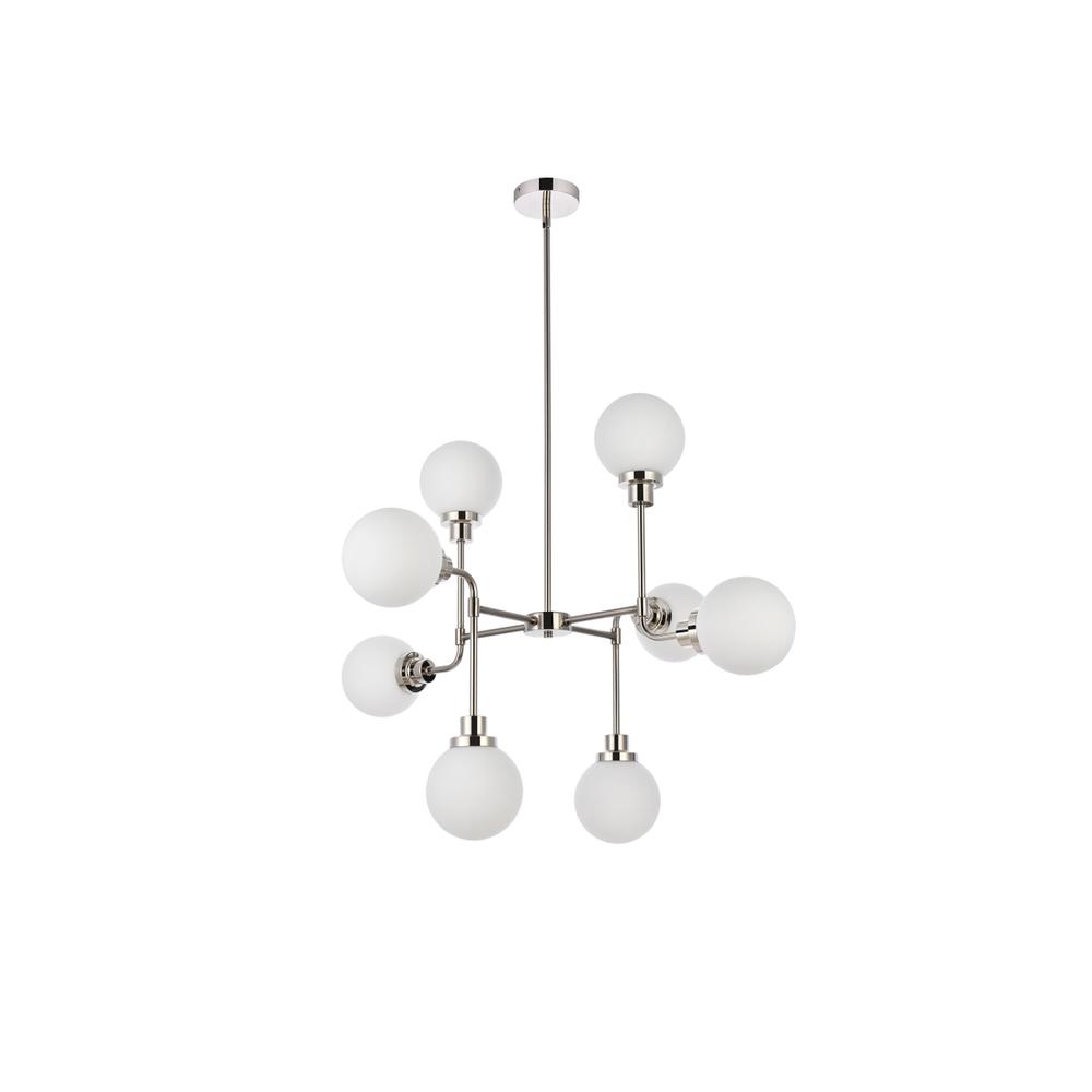 Hanson 8 Lights Pendant In Polished Nickel With Frosted Shade. Picture 6