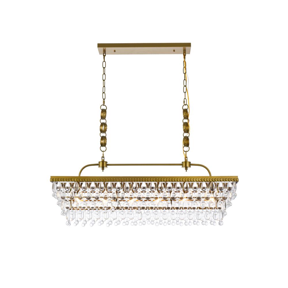 Nordic 40 Inch Rectangle Pendant In Brass. Picture 1