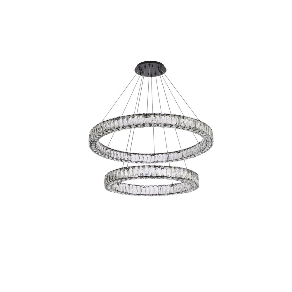 Monroe 36 Inch Led Double Ring Chandelier In Black. Picture 6