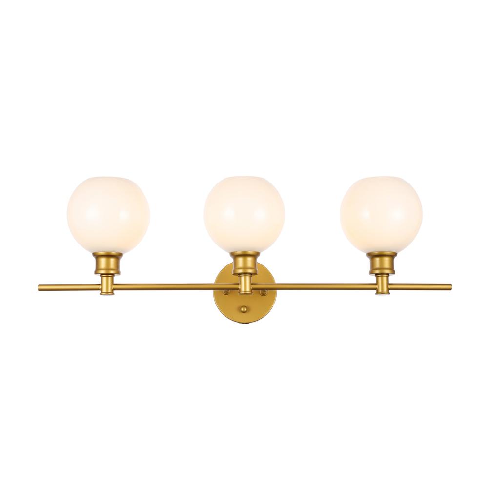 Collier 3 Light Brass And Frosted White Glass Wall Sconce. Picture 1