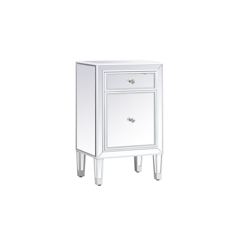 18 Inch Mirrored End Table In White. Picture 4