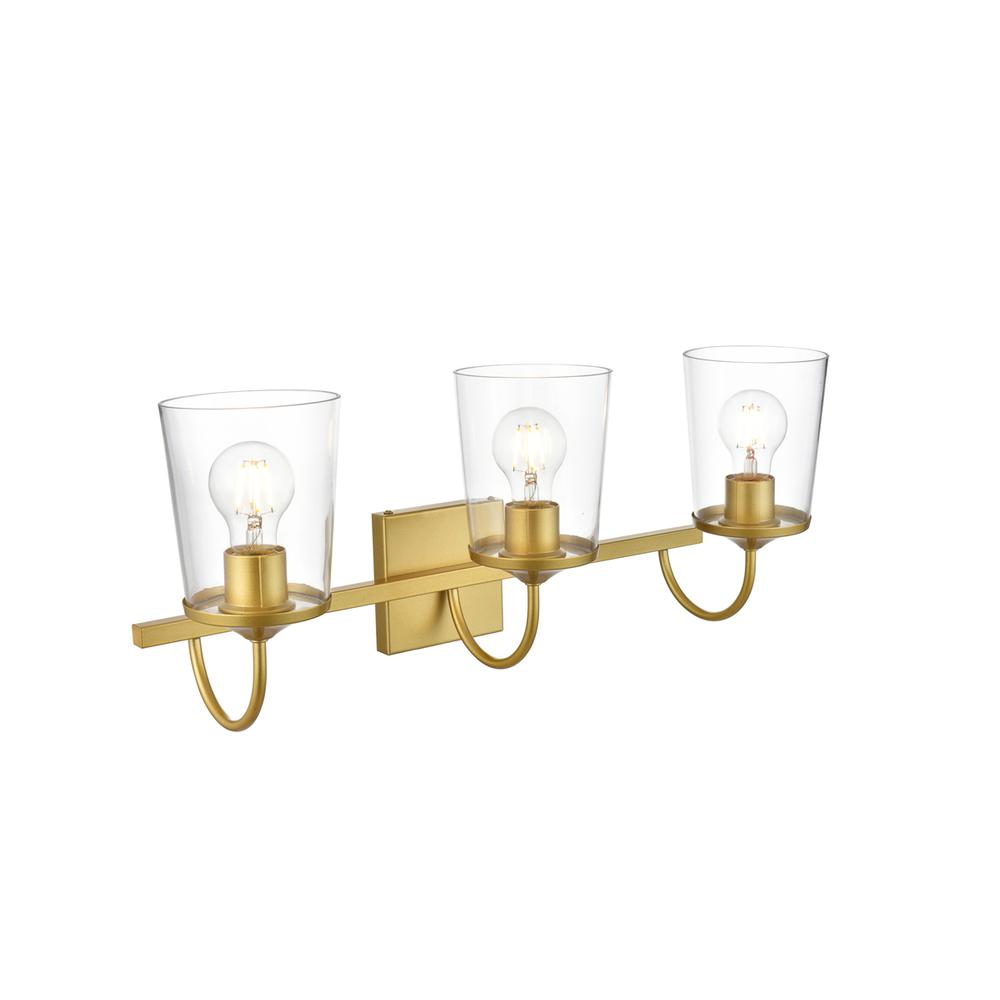 Avani 3 Light Brass And Clear Bath Sconce. Picture 3