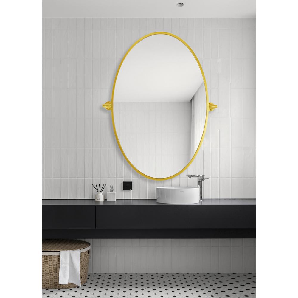 Oval Pivot Mirror 21X32 Inch In Gold. Picture 8
