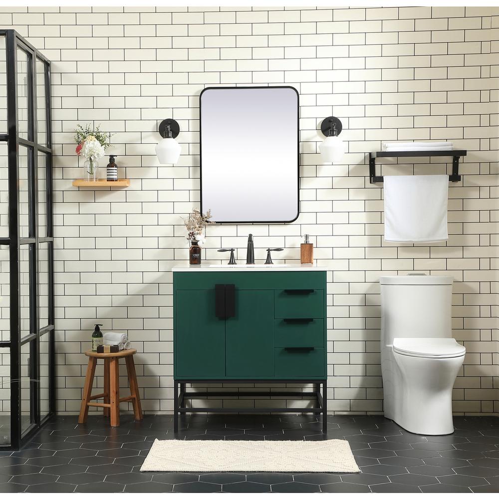 32 Inch Single Bathroom Vanity In Green. Picture 4