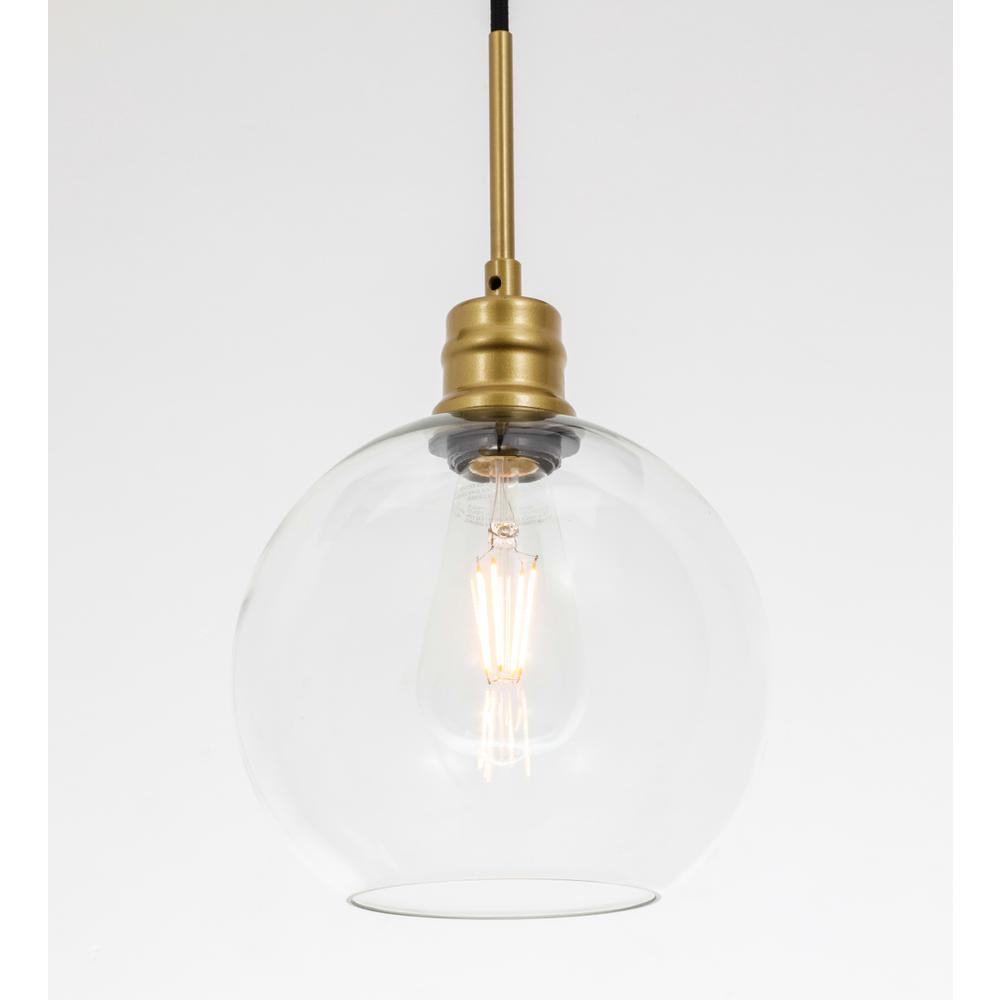 Emett 1 Light Brass And Clear Glass Pendant. Picture 9