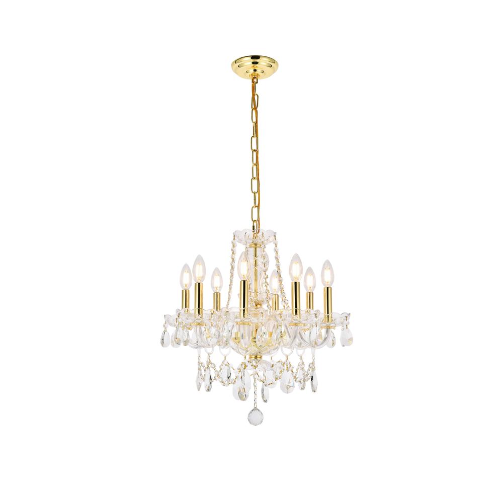 Princeton 8 Light Gold Chandelier Clear Royal Cut Crystal. Picture 1