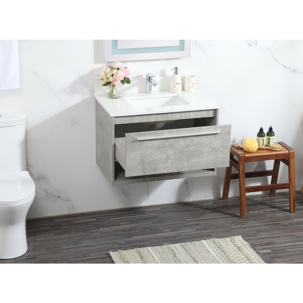 30 Inch Single Bathroom Vanity In Concrete Grey With Backsplash. Picture 3