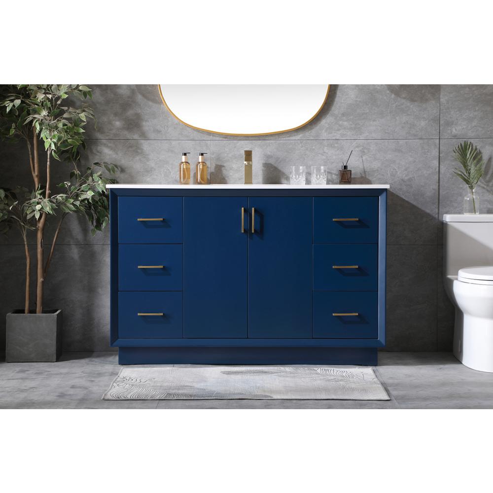 54 Inch Single Bathroom Vanity In Blue. Picture 14