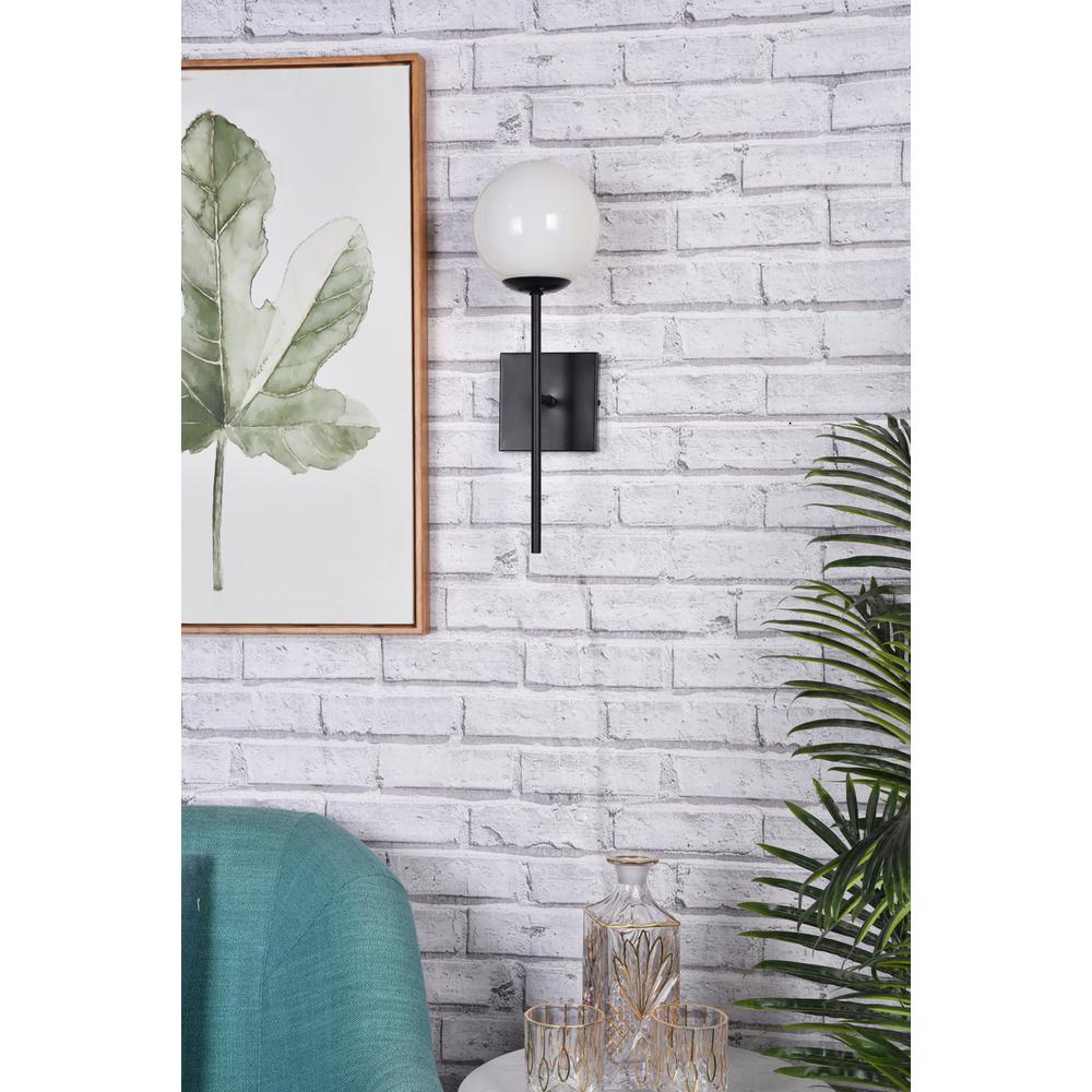 Neri 1 Light Black And White Glass Wall Sconce. Picture 7
