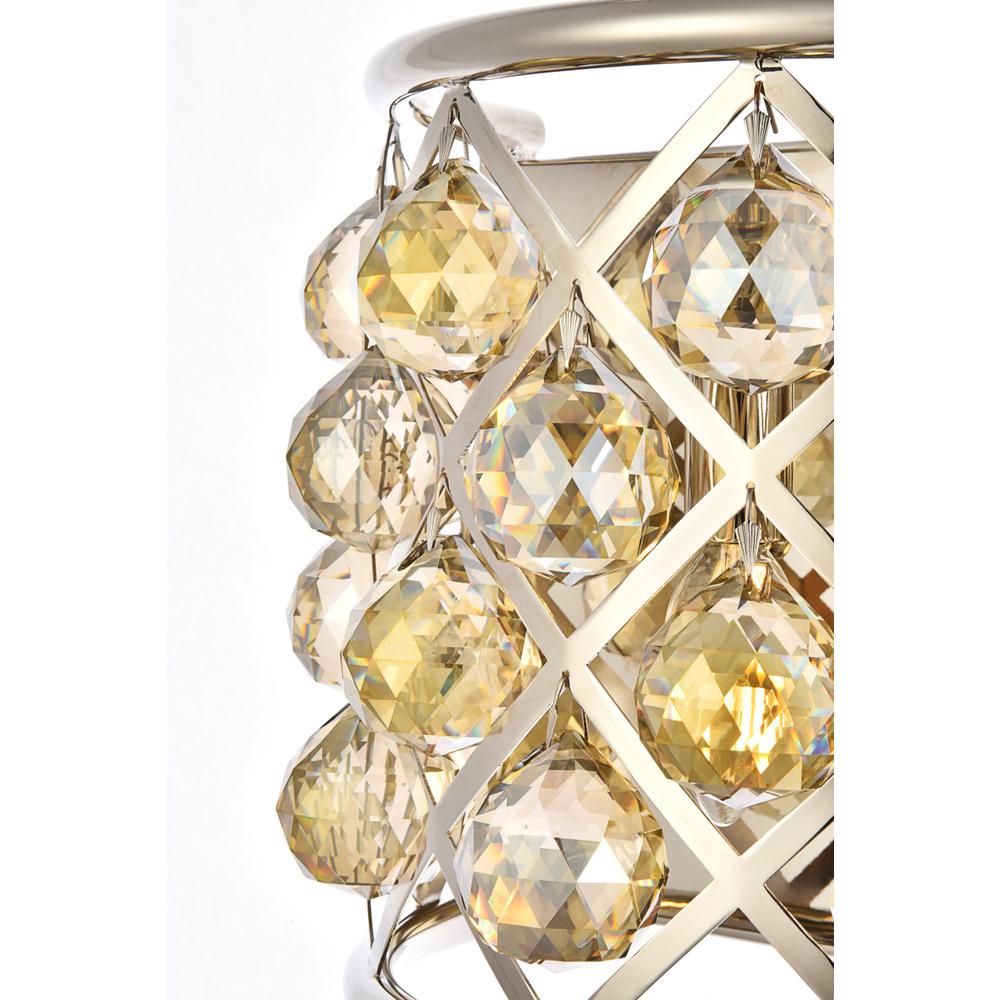 1 Light Polished Nickel Wall Sconce Golden Teak (Smoky) Royal Cut Crystal. Picture 5