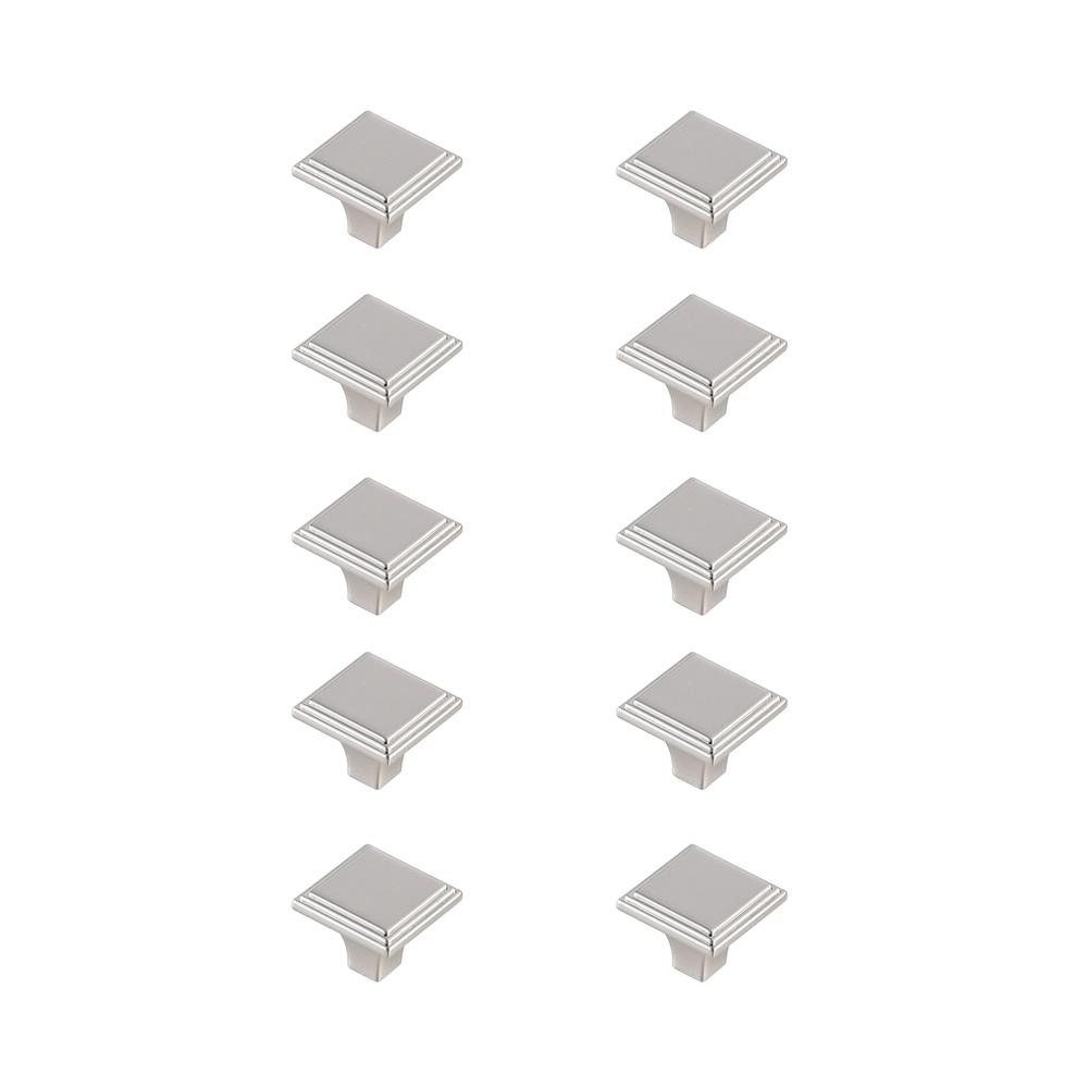 Wilow 1" Brushed Nickel Square Knob Multipack (Set Of 10). Picture 1