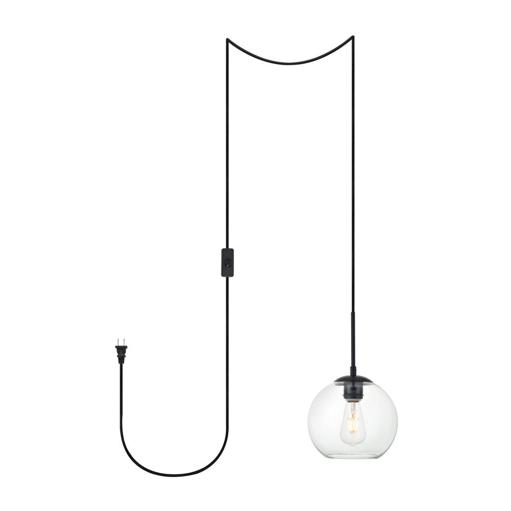 Baxter 1 Light Black Plug-In Pendant With Clear Glass. Picture 1