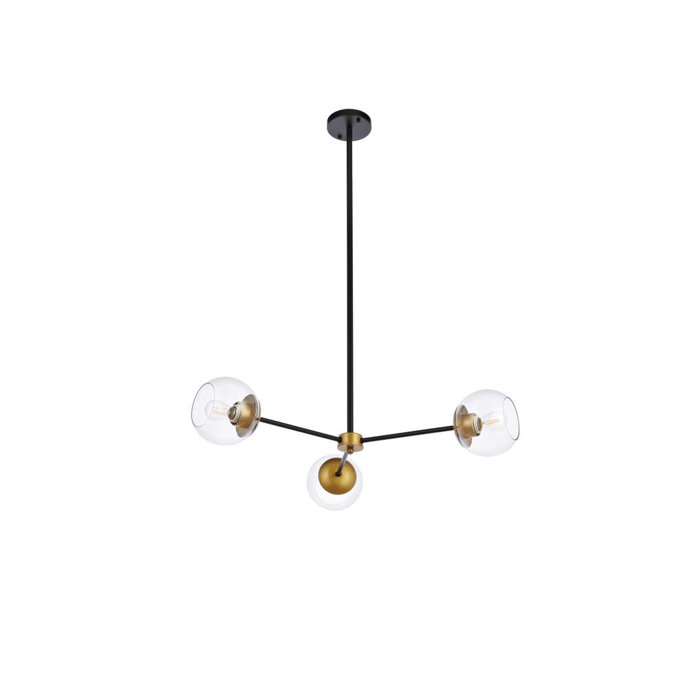 Briggs 32 Inch Pendant In Black And Brass With Clear Shade. Picture 6