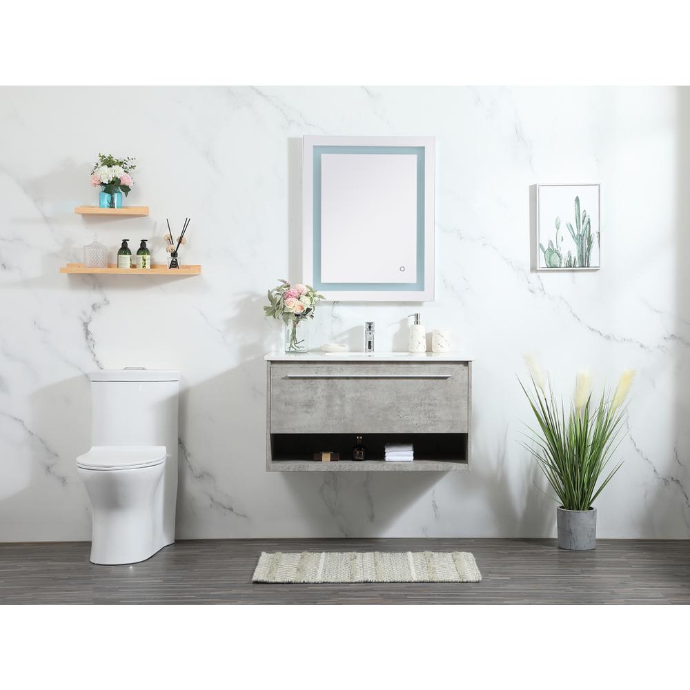36 Inch Single Bathroom Vanity In Concrete Grey. Picture 4