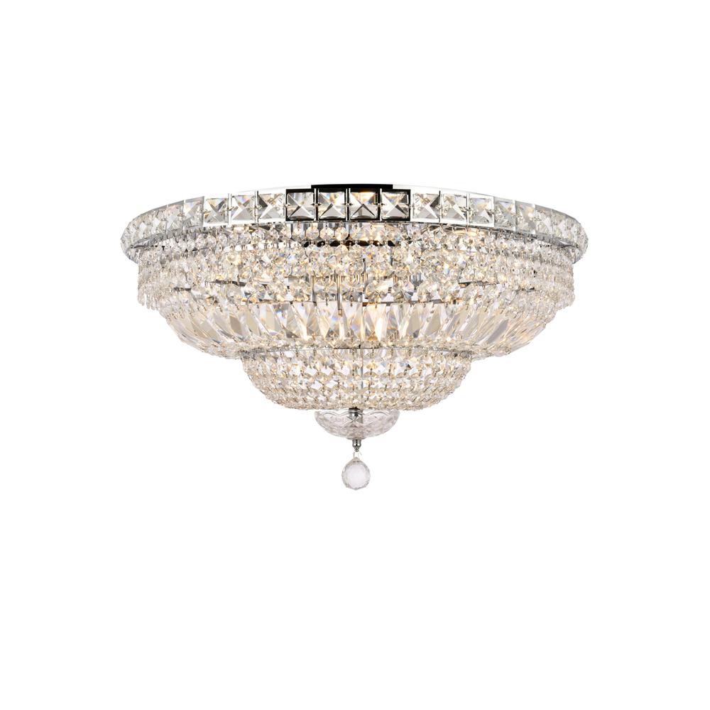 Tranquil 12 Light Chrome Flush Mount Clear Royal Cut Crystal. Picture 1