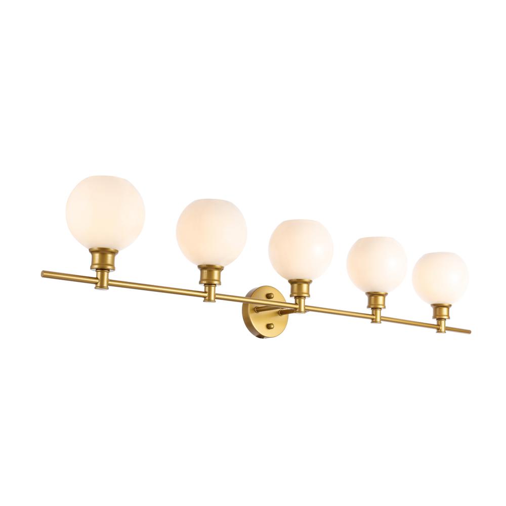 Collier 5 Light Brass And Frosted White Glass Wall Sconce. Picture 6